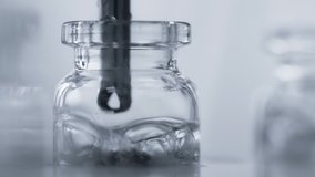 Manufacture drugs for medical supplies of pharmacy industry. Bottle row of liquid remedy on factory line closeup. Sterile production of pharmaceutical medication for covid-19 vaccine or antivirus test - Powered by Shutterstock - Get 15% off with code: PIKWIZARD15