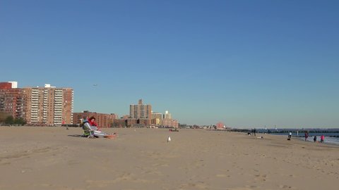 Coney Island Beach on Coney Island, in New York City, 2018