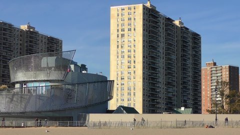 Buildings at the Coney Island Beach on Coney Island, in New York City, 2018