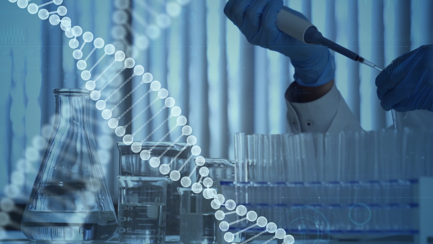 Genetic engineering concept. Medical science. Scientific Laboratory. | Shutterstock HD Video #1047073456