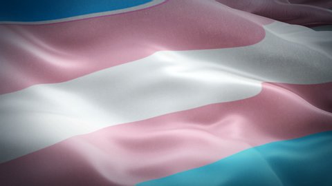 Trans Pride Flag Rainbow flag video waving in wind. gender dysphoria Transgender Flag background. Trans people Rainbow Pride Flag Looping Closeup 1080p Full HD 1920X1080 footage. Rainbow Transgender 