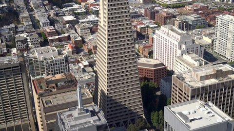San Francisco, California, USA - August 2019: San Francisco cityscape with Transamerica Pyramid