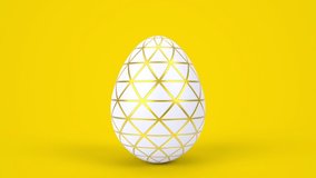 Happy Easter greeting holiday background. Spring sale, holiday offer, seasonal discount. 3d render animation. Minimal style graphic abstract design.