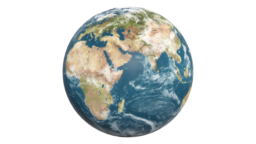 slow rotation loop earth on white background, 3D rendering
