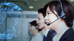 Global call center concept. Telemarketing. Operation center. Telephone operators. - Powered by Shutterstock - Get 15% off with code: PIKWIZARD15
