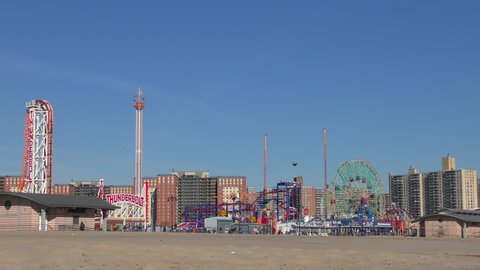 The Luna Park, as seen from the Coney Island Beach on Coney Island, in New York City, 2018
