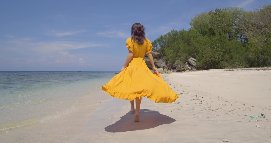 yellow dress beach