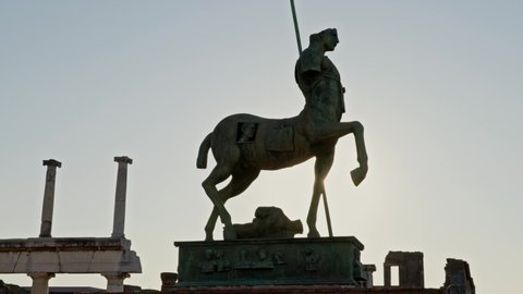 Sculpture of Centaur in famous Pompeii city, Italy