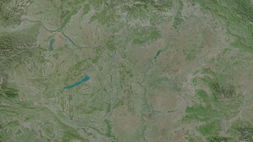 Fejér, county with its capital, zoomed and extruded on the satellite map of Hungary in the conformal Stereographic projection