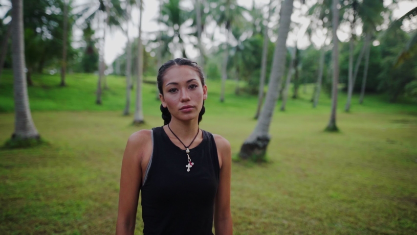 Asian girl relaxing in the morning