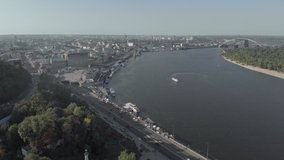 Dnipro River. Kyiv. Ukraine. Aerial view