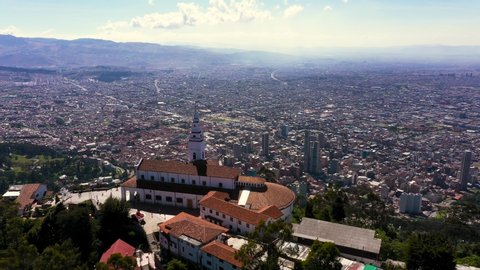 Aerial view from Mount Montserrat to a beautiful panoramic view of the city of Bogota