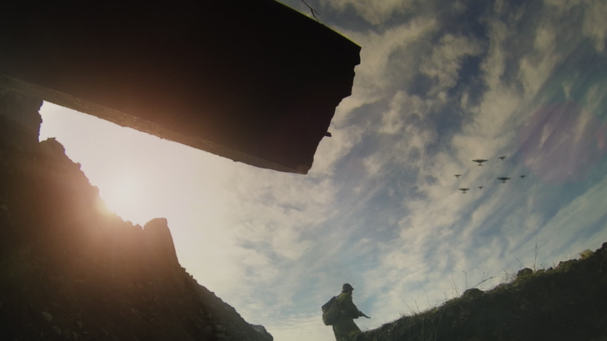 Soviet Union, CIRCA 1941-1943
Re-enactors dressed as romanian soldiers fighting on East Front during World War II.