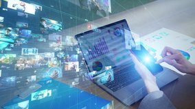 Visual contents concept. Social networking service. Streaming video. communication network. - Powered by Shutterstock - Get 15% off with code: PIKWIZARD15