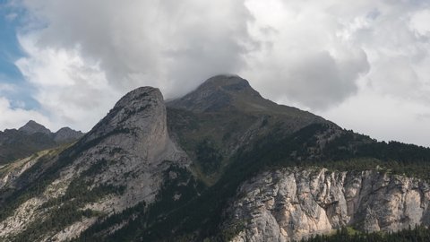 Time lapse shot of mountain near Gavarnie, France. French Pyrenees.