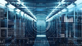 Animation of data processing and digital information flowing through network of computer servers in a server room with white light trails flashing on surface. Global network of internet service - Powered by Shutterstock - Get 15% off with code: PIKWIZARD15
