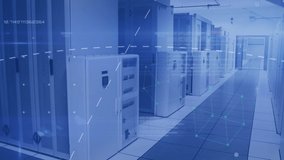Animation of data processing and digital information flowing through network of computer servers in a server room. Global network of internet service provider or data processing centre concept - Powered by Shutterstock - Get 15% off with code: PIKWIZARD15