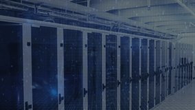 Animation of data processing and digital information flowing through network of computer servers in a server room. Global network of internet service provider or data processing centre concept - Powered by Shutterstock - Get 15% off with code: PIKWIZARD15