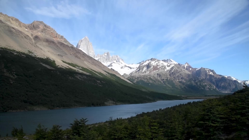 Time Lapse While Backpacking to Fitz Roy in Los Glaciares National Park in the Patagonia Region of Andes in Southern Argentina