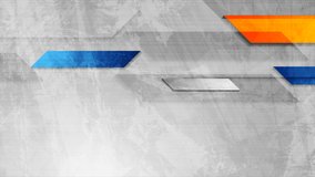 Blue, orange and grey grunge technology abstract background. Geometric tech motion design. Video animation Ultra HD 4K 3840x2160
