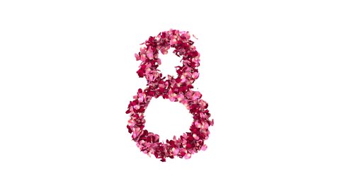 march 8 women's day. figure 8 rose petals
