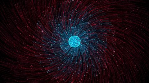 Abstract fireworks of multi-colored particles on black background. Animation. Seamless hypnotic colorful fireworks changes layers and colors