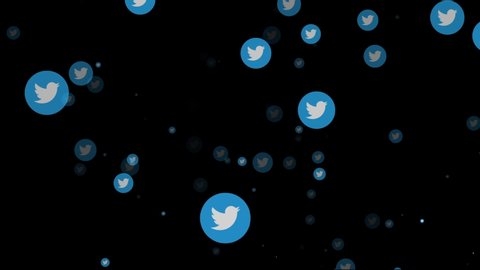 LONDON, UK - February 26th 2019: Twitter social media logo fly through animation