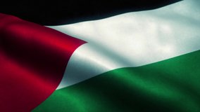 Palestine flag waving in the wind. National flag of Palestine. Sign of Palestine seamless loop animation. 4K