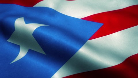 Puerto Rico flag waving in the wind. National flag of Puerto Rico. Sign of Puerto Rico seamless loop animation. 4K