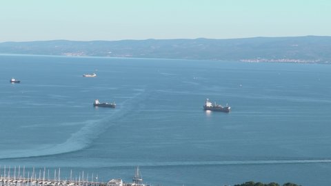 Tankers anchored near the port