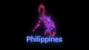 A digital map of Philippines with a neon laser light. Looping animation.