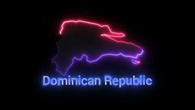 A digital map of Dominican Republic with a neon laser light. Looping animation.