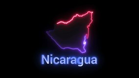A digital map of Nicaragua with a neon laser light. Looping animation.