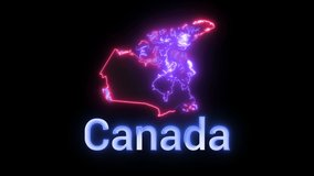 A digital map of Canada with a neon laser light. Looping animation.