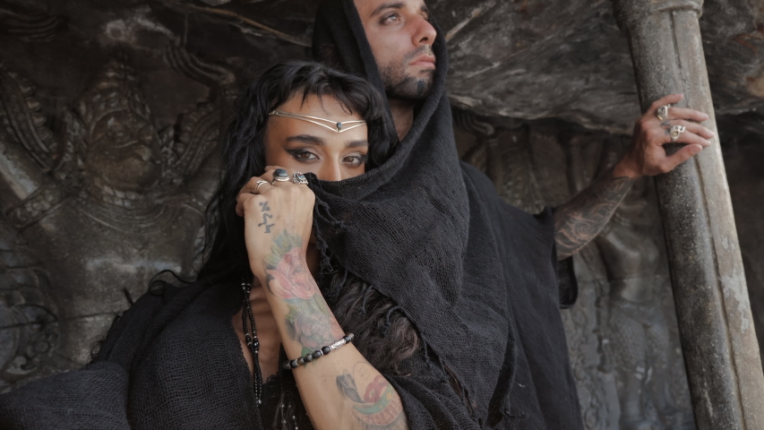 Oriental woman sensually posing in slow motion