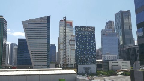 BGC, Metro Manila / The Philippines: February 20th 2020: Wide shot showing both the Globe Tower and ING Bank head offices