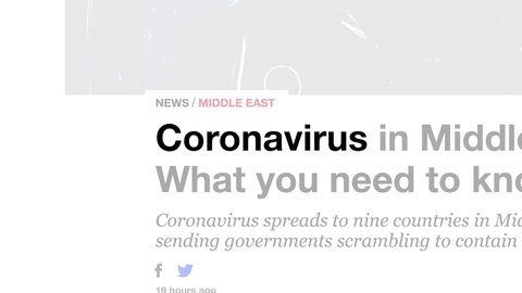 Cluj-Napoca, Romania - February 26, 2020: Zoom in - Coronavirus in the news titles across international media. Coronavirus, COVID-19 concept. Coronavirus, COVID-19 illustrative editorial