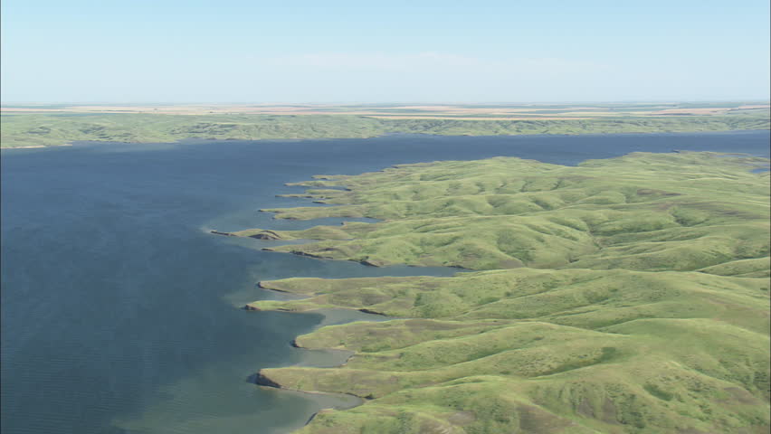 AERIAL United States-Missouri River On Border With Cheyenne River Reservation 2011