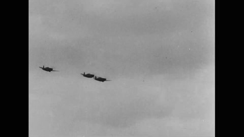 CIRCA 1940s - Luftwaffe planes are seen dropping bombs in the Battle of Dunkirk.