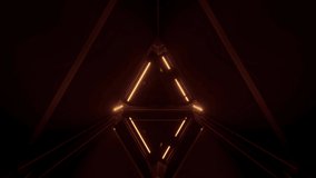 club visual vj loop 3d illustration motion background live wallpaper of a beautiful futuristic triangle tunnel with reflective glass or water botttom