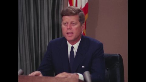 CIRCA 1963 - JFK gives a speech explaining that racism is a moral issue, and how despite the Emancipation Proclamation being a hundred years old.