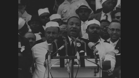CIRCA 1960s - Dr. Martin Luther King gives his I Have A Dream speech at the Lincoln Memorial during the March on Washington for Jobs and Freedom.