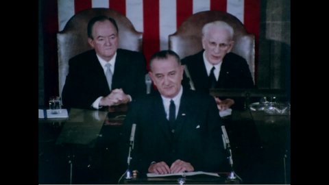 CIRCA 1965 - In a speech to Congress on Civil Rights, LBJ proclaims that the right to vote should be a baseline guarantee.