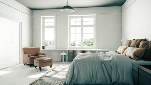 Interior of a Scandinavian bedroom