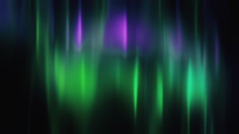 Realistic Aurora Borealis or Northern lights seamless loop. Bright green and purple polar light curtains on black background. Looping 3D animation overlay with alpha channel matte for compositing