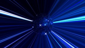 Beautiful abstract video that shines, a radiant light that sets a blue background
