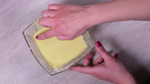 Newton's fluid. cooking. female hands