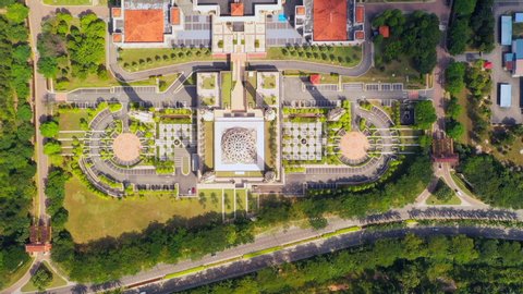 Aerial Top Down Footage Of Kota Iskandar Mosque Johor Bahru Malaysia Cinematic 4K 
