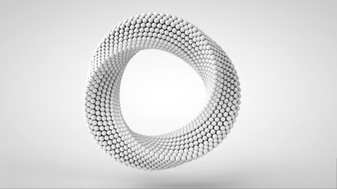 3d render Abstract ring rotating. Moebius ring. White clean rings animation. Motion design. Smooth hypnotic pattern. Seamless loop.