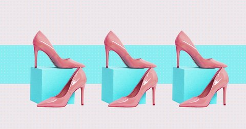 Animation design art.  Fashion concept.  Stylish Lady shoes